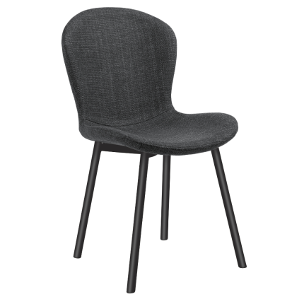 Maya Chair #19 in charcoal fabric with black steel legs