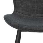 Close-up of Maya Chair #19 in charcoal fabric with black legs
