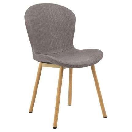 Maya Chair #34 with grey fabric and oak legs, sleek design