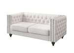 Mayfair 2 Seater Tufted Sofa with natural fabric and stud detailing