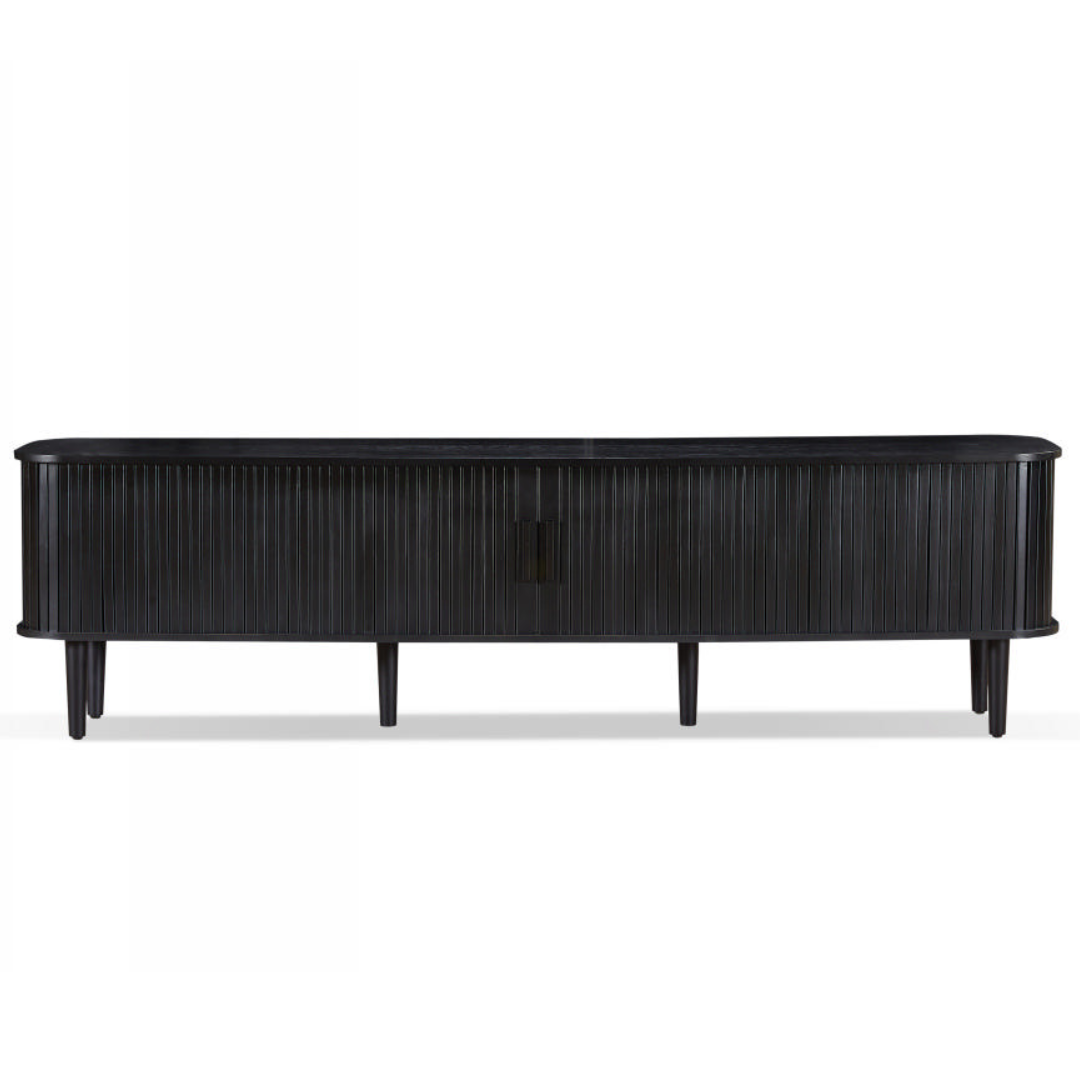 Melba 200W Entertainment Unit Black Modern Design Melba 200W Black Entertainment Unit with sleek design and storage