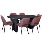 Melba 7 Piece Dining Set in black with Zara Russet Chairs