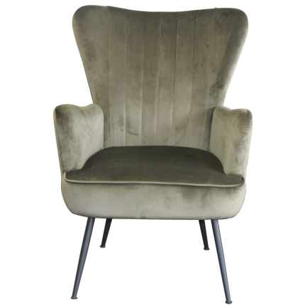 Mia Chair in luxurious Pine velvet with flexi back design