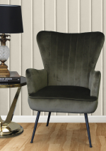 Mia Chair in Pine velvet with a flexi back and steel legs
