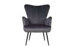 Mia Chair in Seal velvet with flexi back and steel legs