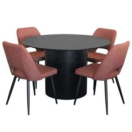 Miami 5 Piece Dining Set in Black with Zara Russet Chairs