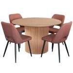 Miami 5 Piece Dining Set in natural with Zara russet chairs