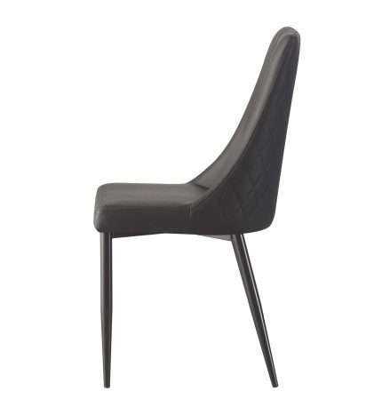 Side view of Magnus Chair in black faux leather with sleek design