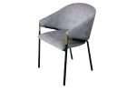 Elegant light grey Manhattan chair with black legs and gold accents
