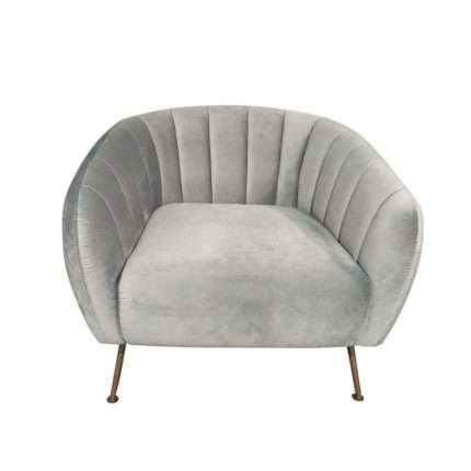 Monet Accent Chair with Soft Grey Velvet upholstery and Bronze Metal legs