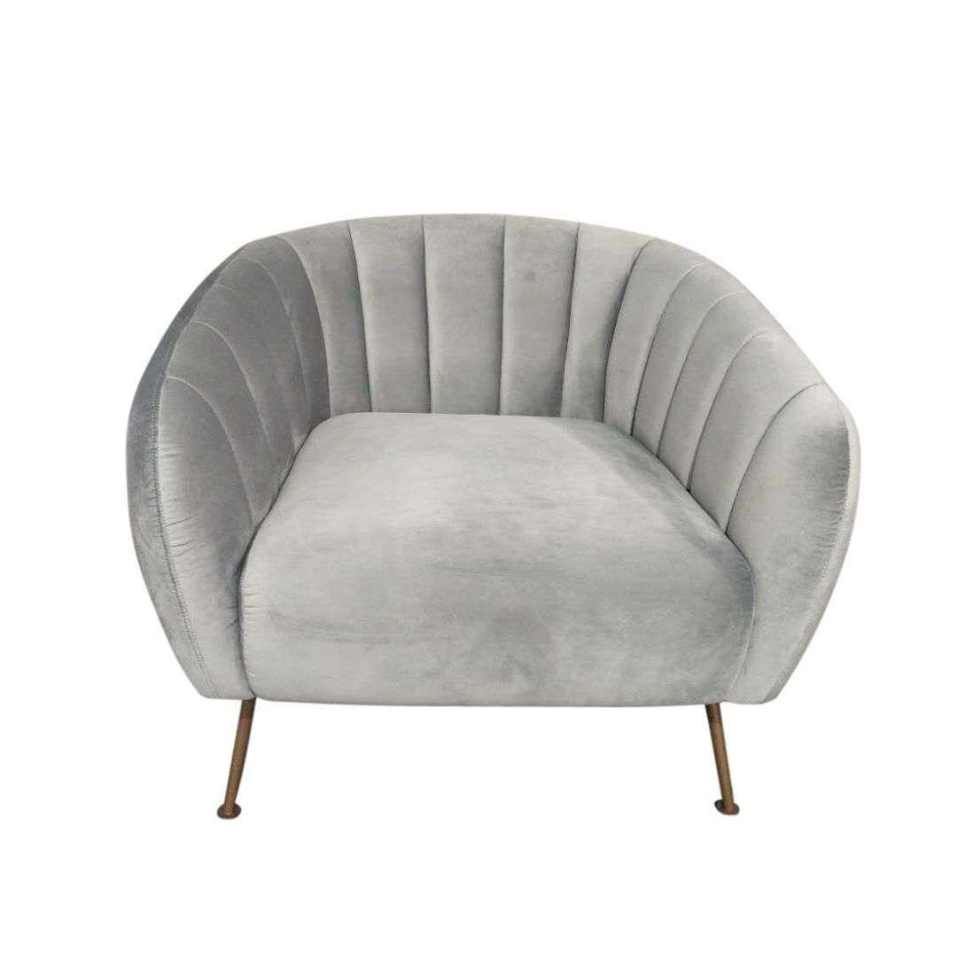 Monet Accent Chair in Soft Grey Velvet Monet Accent Chair with Soft Grey Velvet upholstery and Bronze Metal legs