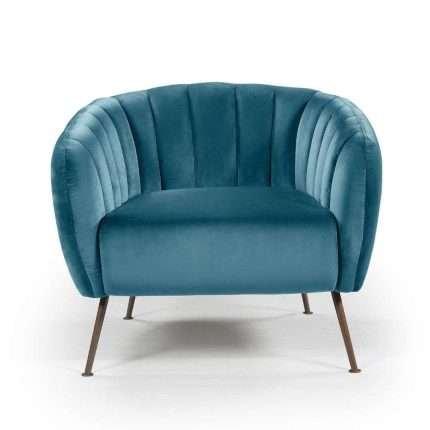 Monet Accent Chair with Turquoise Velvet and Bronze Legs