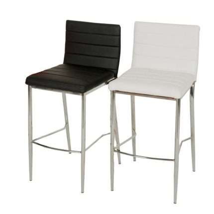 Narellan black bar stool with faux leather and chrome base
