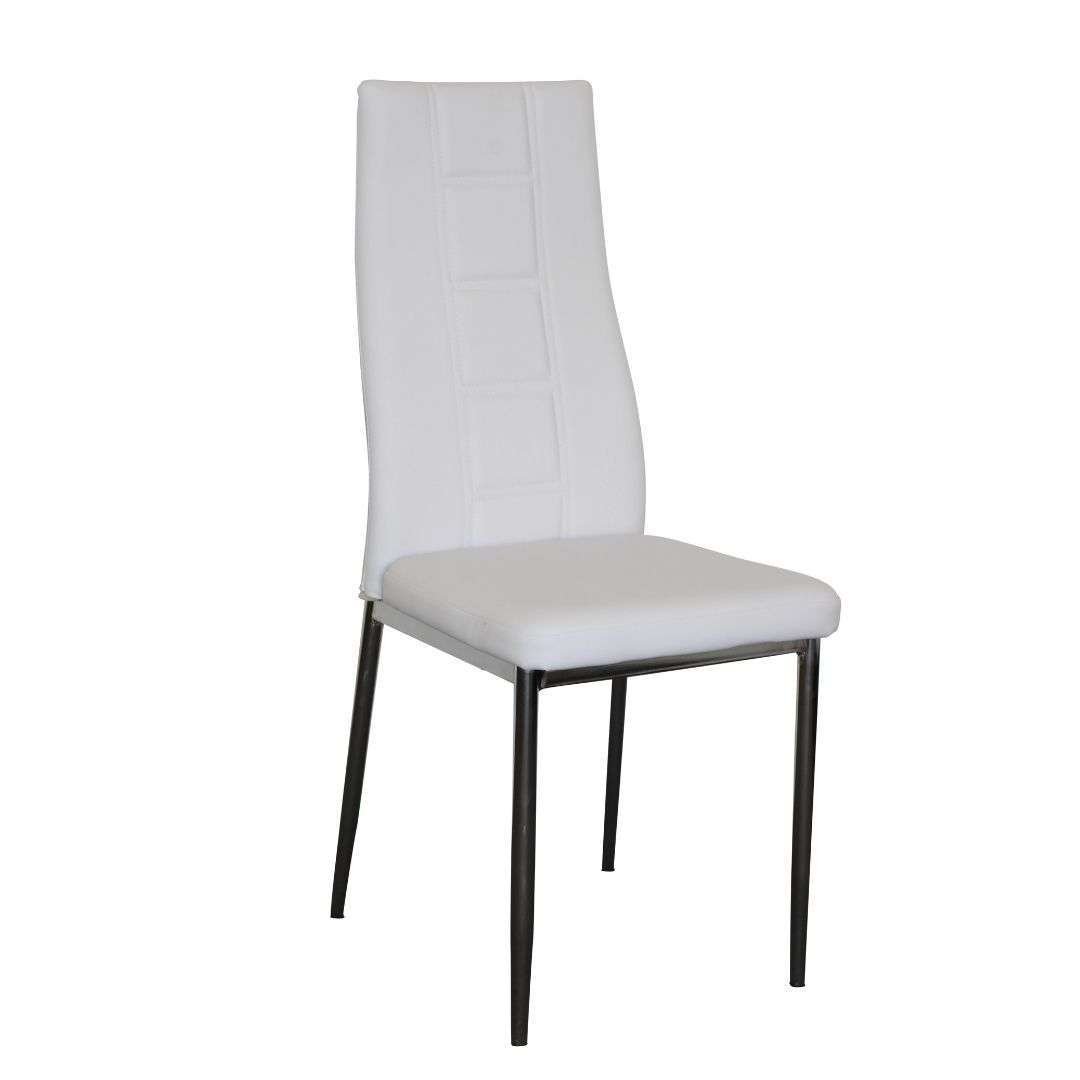 Narellan White Dining Chair Modern Design Narellan dining chair with white faux leather and chrome legs