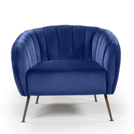 Navy Velvet Monet Accent Chair with Bronze Legs