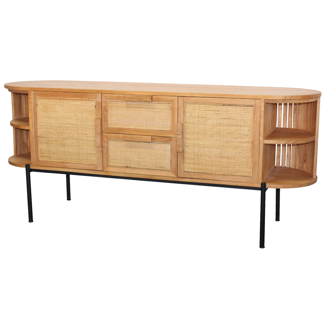 Otis Buffet with Rattan Insert Otis 2 Door 2 Drawer Buffet with rattan inserts and oak design