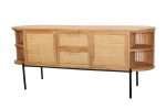 Otis 2 Door Buffet with Rattan Insert on Black Steel Base