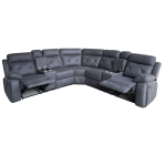 Luxurious Oxley Corner Recliner Set in charcoal with recliners and cup holders