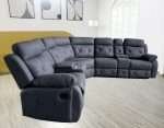 Oxley Corner Recliner Set in Charcoal with cup holders for modern living