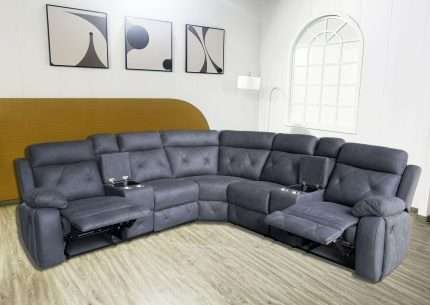 Oxley Corner Recliner Set in Charcoal with cup holders