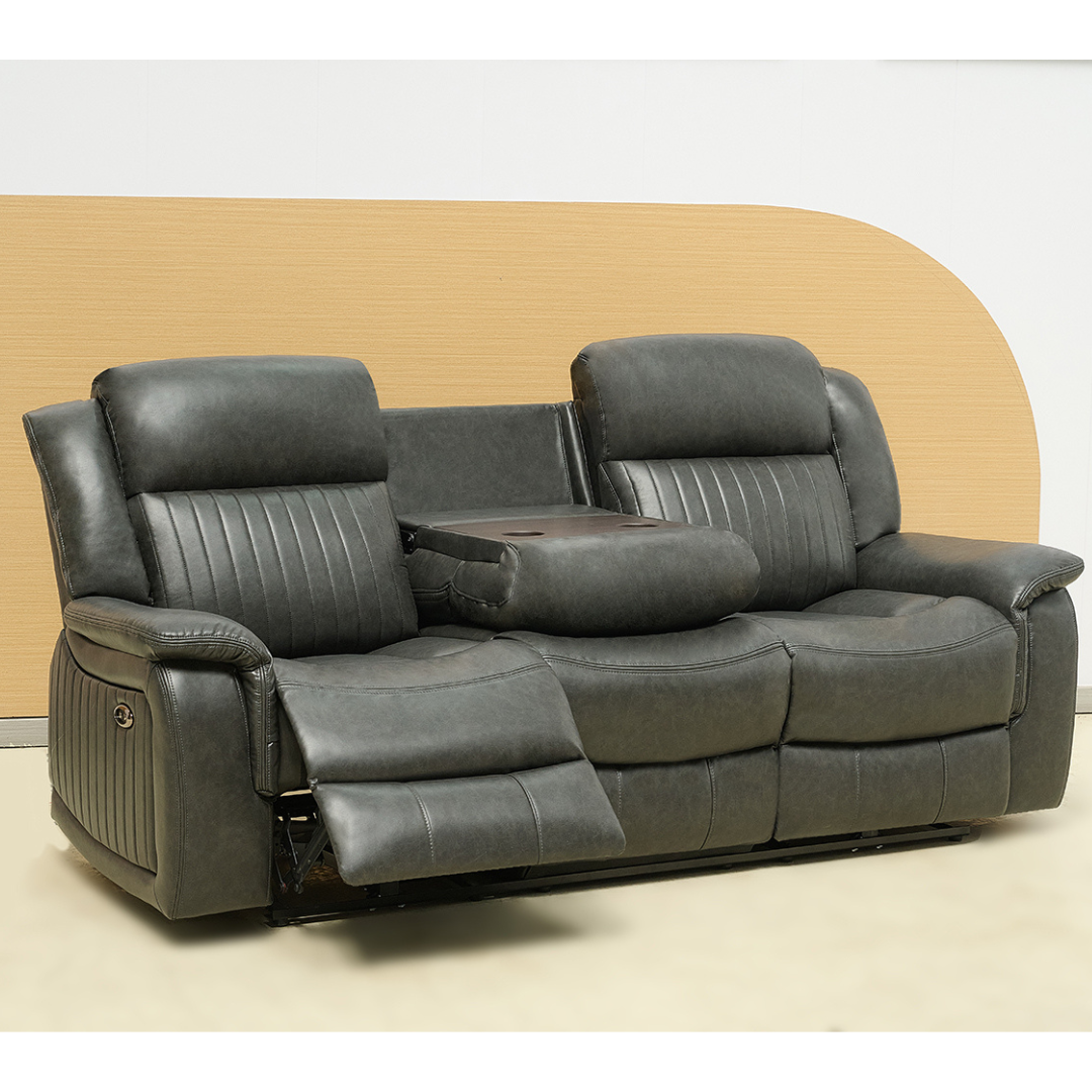 Paragon 3 Seater Recliner Black Faux Leather Paragon Power Motion 3 Seater Recliner Black Faux Leather Sofa