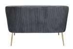 Back view of Perla 2 seater black velvet sofa with gold legs
