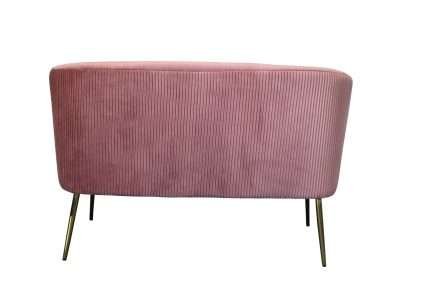 Back view of Perla 2 Seater Blush velvet sofa with gold legs