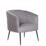Perla Chair in Dolphin velvet with fluted back and black steel legs