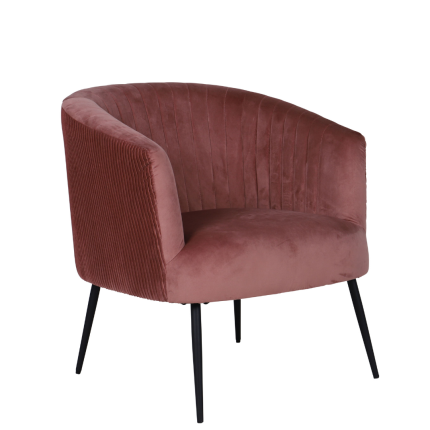 Perla Chair in Dusk velvet with fluted back and black legs