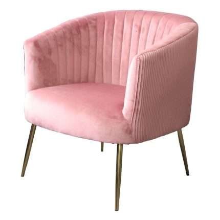 Elegant Perla Chair in dusk velvet with fluted back and gold legs