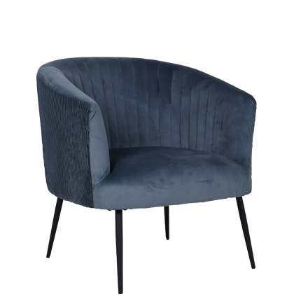 Perla Chair in Spruce velvet with fluted back and black legs