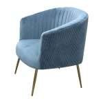 Perla chair in spruce velvet with fluted back and gold legs