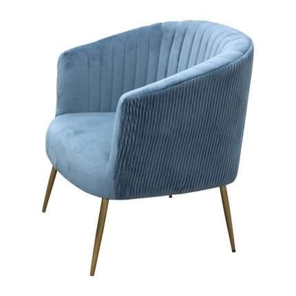 Perla chair in spruce velvet with fluted back and gold legs