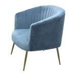 Perla Chair in Spruce velvet with fluted back and gold legs
