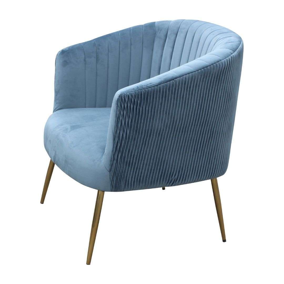 Perla Chair Spruce Velvet with Gold Legs Perla chair in spruce velvet with fluted back and gold legs