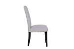 Side view of Ray dining chair with grey fabric and wenge frame
