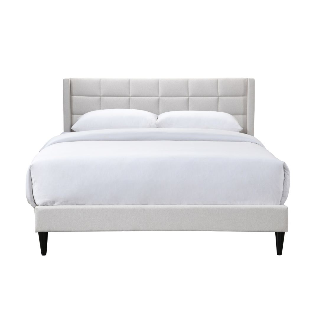 Regina Double Bed in Natural Fabric Regina Double Bed with sleek design and natural fabric