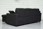 Back view of Romy black sofa bed with storage chaise