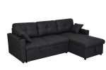 Black Romy Sofa Bed with reversible storage chaise and cushions