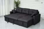 Romy Sofa Bed in black with storage chaise for modern homes.