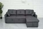 Romy Sofa Bed storage chaise in charcoal fabric modern design