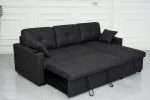 Romy Sofa Bed with storage chaise in sleek black for modern homes