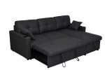 Romy sofa bed in black with reversible storage chaise