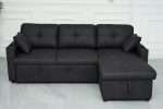 Romy Sofa Bed with storage chaise in sleek black for modern homes
