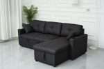 Romy sofa bed with storage chaise in black for modern homes