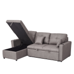 Romy Sofa Bed in Truffle II with storage chaise open