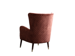 Sherlock Wingback Chair in rust red velvet upholstery, back view