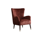 Sherlock Wingback Chair in rust red velvet with wooden legs