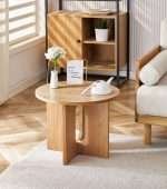 Stylish Soho Side Table with round Oak veneer top in modern living room