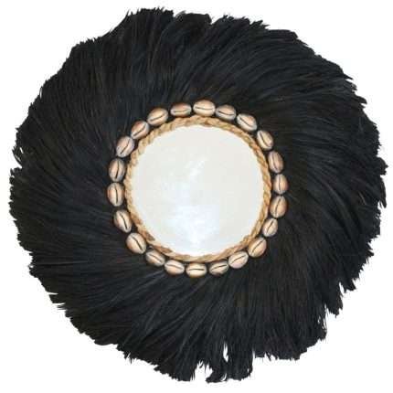 55cm Sonoma Sunrise Mirror with black abaca and shell accents